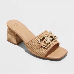 🔥Women's Fauna Raffia Mule Heels - A New Day Tan
